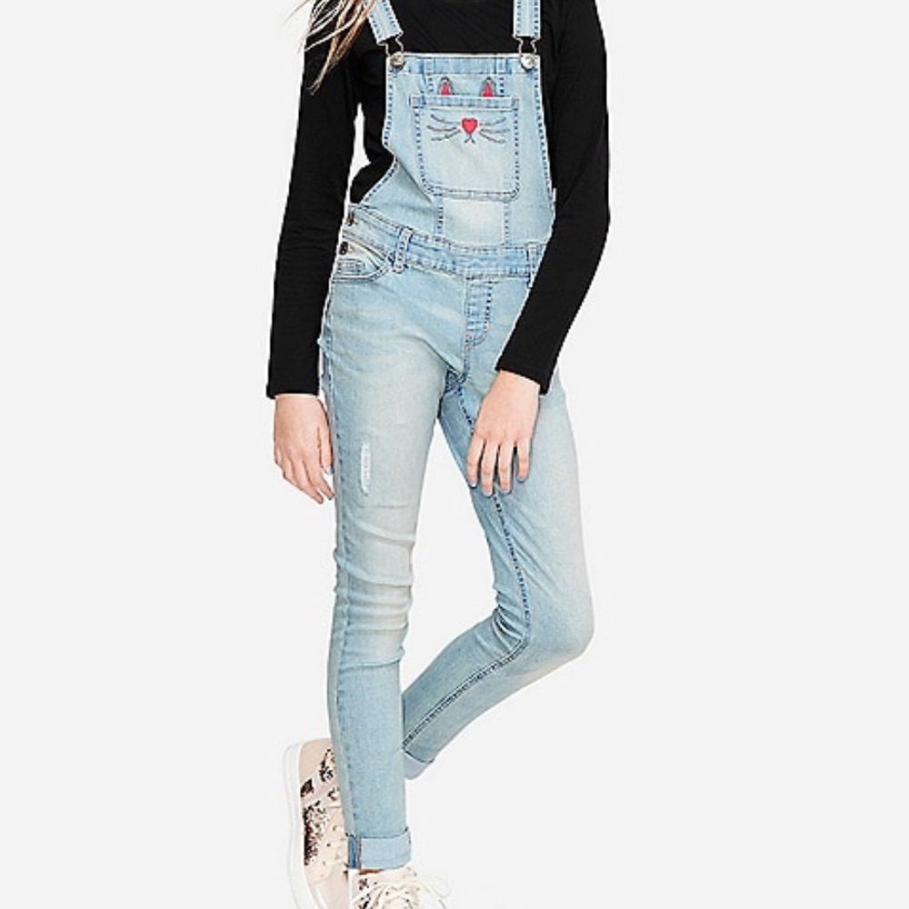 Justice Cat Destructed Super Skinny Overalls